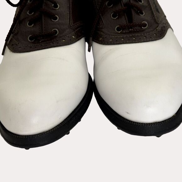 FootJoy Greenjoys Mens Golf Shoes Saddle Loafer Brown Cream 9 M bv - Picture 5 of 10